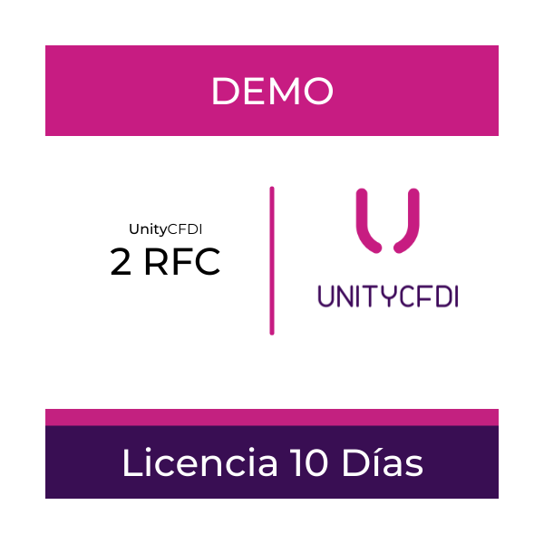 Licencia Demo para 2 cuentas - Unity CFDI